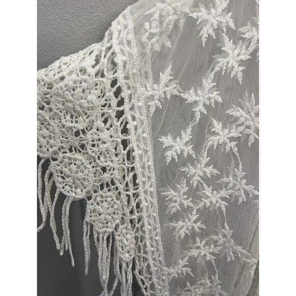 Mudd Blouse Cold Shoulder Lace And Crochet Beige Blouse One Size - Picture 4 of 9